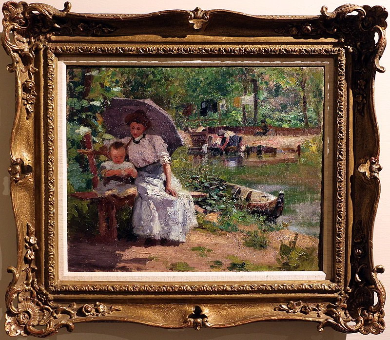 Donna con bambino seduti in un bosco - Museo de settecento, Collection Ferrucci Mestrovich, venezia